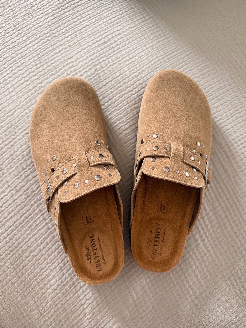 Greystone Studded Suede Clogs